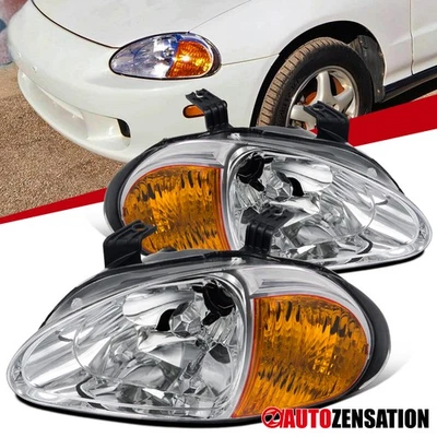 Fit 1993-1997 Honda Civic Del Sol Headlights Signal Lamps Left+Right 94 95 96 - Image 1 of 4
