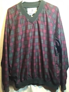 Grand Slam Men's Golf Windbreaker Jacket V Neck Pullover Burgundy Plaid. Large - Picture 1 of 3