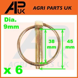 6x Lynch Linch Pinch Clip 9mm x 45mm Trattore Rimorchio Attacco per Massey Case Ford - Foto 1 di 2