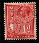 Malta Sg159 1927 1D Rose-Red Mtd Mint