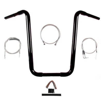 Kit de manillar Ape Hanger 1990-1995 Harley-Davidson Dyna 1 1/4" negro estrecho 20" Foto 1 de 2