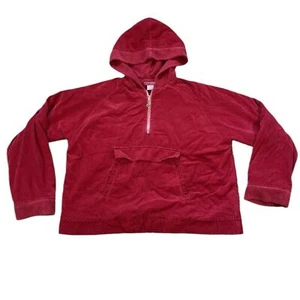 Mod O Doc Fleece Lined Corduroy 1/4 Zip Pullover Jacket Hooded Size 2 Oversized - Picture 1 of 13