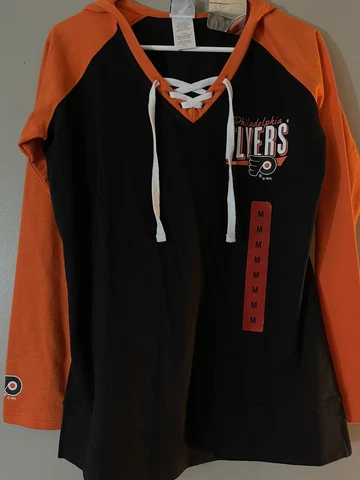Philadelphia Flyers Women’s Sweater With Hoodie Black & Orange Size M New Cover