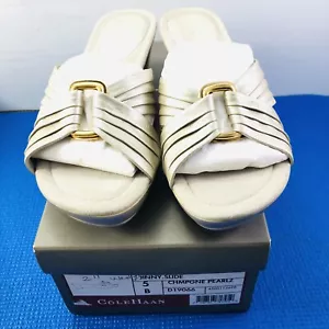 Cole Haan Women's Jinny Strap Slide Wedge Champaign Pearl Size 5 B - $140 - Picture 1 of 12