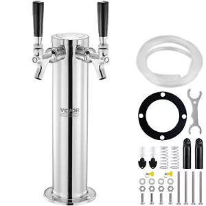 VEVOR Double Taps Draft Beer Tower Dispenser Stainless Steel Keg Beer Tower - Picture 1 of 12