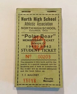 1941-1942 NORTH HIGH SCHOOL Columbus Ohio TICKET BOOKLET Football, Basketball + - Picture 1 of 3