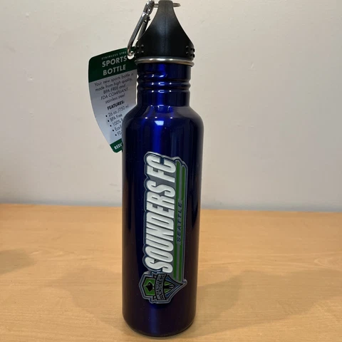MLS Seattle Sounders FC MLS Soccer Water Bottle Stainless Steel 26 Oz. New W/Tag Cover