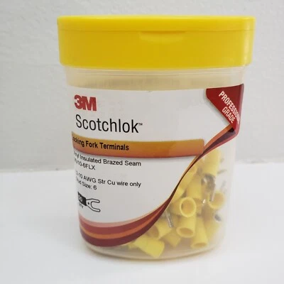 New 3M Scotchlok MV10-6FLX Locking Fork Terminals 12-10 AWG #6 Stud (Pack of 50) - Image 1 of 4