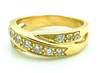 BAGUE OR 18 CARATS - alliance diamants 0,65 carat - 4,64 g - Photo 1/3