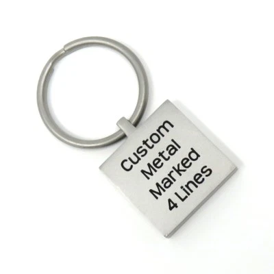 Square Stainless Steel Metal Key Chain - Custom - Personalized Choose Font - USA - Image 1 of 4