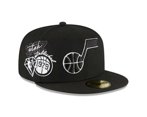 Utah Jazz  New Era Back Half Team 59FIFTY Fitted Hat - Black & White - Picture 1 of 7