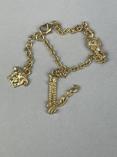 Collana con ciondolo in corda d'oro Versace catena con ciondolo alfabeto a V