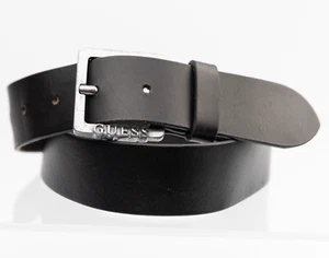 Black real leather belt size 32"-34" S - Picture 1 of 7