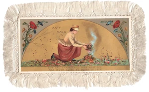 Tarjeta de felicitación de Rafael Tuck con flecos de doble cara invierno/otoño de la era victoriana - Imagen 1 de 2
