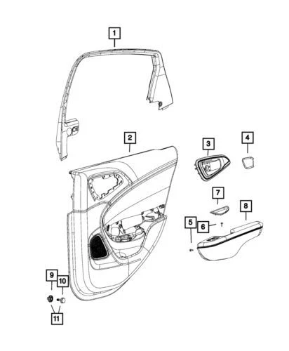 Panel de moldura de puerta trasero izquierdo genuino Mopar 2015-2017 Chrysler 200 68260663AA Foto 1 de 1