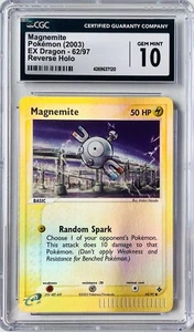 2003 Pokemon CGC 10 Magnemite Reverse Holo EX Dragon 62/97 GEM MINT - Picture 1 of 2