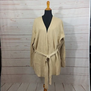 J. Crew 365 Wool Blend Ribbed Knit Open Front Tie Waist Cardigan Size L - Picture 1 of 10