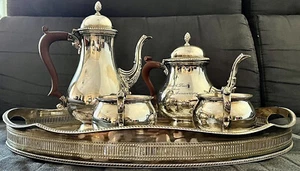England Sheffield Teeservice Kanne Silver Plated 5 Teilig mit Tablett Selten - Bild 1 von 11