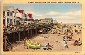 Strand und Promenade, Rehoboth Beach Delaware - 1944 Leinen Postkarte - Curt Teich - Bild 1 von 2