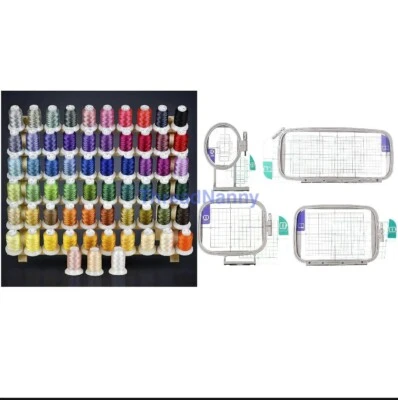 New 63 Colors Polyester Embroidery Machine Thread with Embroidery Machine Hoop - Image 1 of 4