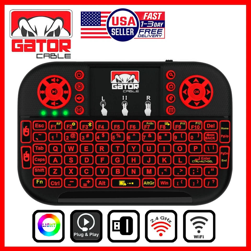 Mini Teclado Inalámbrico Bluetooth Control Remoto Panel Táctil Smart-TV Android TV PC Retroiluminado Foto 1 de 4