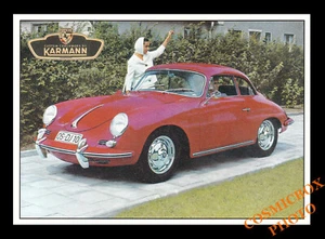 Carte postale publicitaire PORSCHE KARMANN rouge advertising postcard auto car - Picture 1 of 1