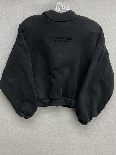 Felpa donna Essentials Fear Of God con cappuccio ritagliata media oversize nera taglia 10