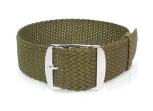 CINTURINO OROLOGIO VERDE ESERCITO PERLON FACILE VESTIBILITÀ NYLON TESSUTO RESISTENTE VEGANO LAVABILE - Foto 1 di 3