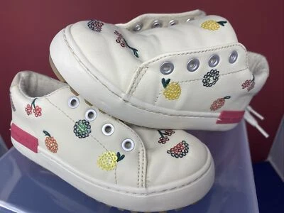 Zara Toddler EU 25, US 8.5c Ivory Sneakers Sequin Embellished Fruits Clean EUC - Image 1 of 4