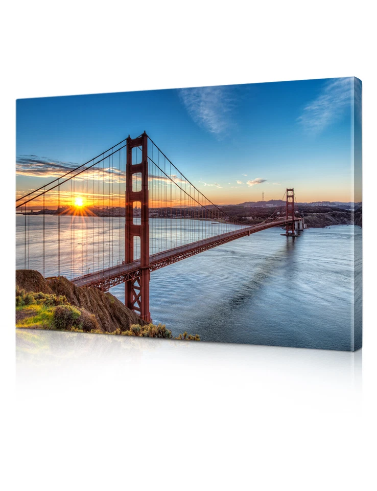 View of Golden Gate Bridge Canvas Art Print Wall Art for Home Decor 30" x 20" - Image 1 of 4