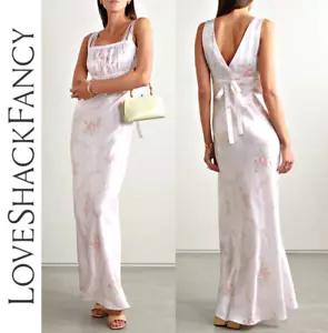 LOVESHACKFANCY Kyan floral-print silk-satin maxi dress Angelic in Pink sz 8 $695 - Picture 1 of 24