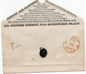 Sobre publicitario Bowen & Sanford 1844 papelería minorista usado fino - Imagen 1 de 3