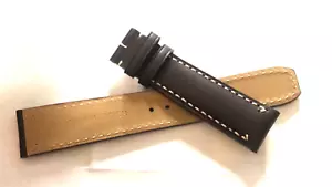 Baume & Mercier Original echt braunes Leder 20 mm weiße Nähte Uhrenarmband - Bild 1 von 3