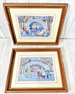 Pintura acuarela vintage SHARMON Gouache invierno hecha a mano Elmhurst Illinois Foto 1 de 4