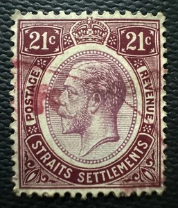 Malaya Straits Settlements 1913 KGV 21c Used MSCA SG #204 M5878 - Picture 1 of 3