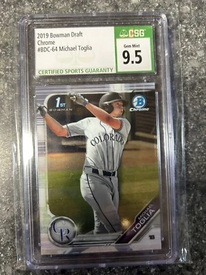 2019 Bowman Draft Chrome Michael Toglia #BDC-64 CSG 9.5 Gem Mint - Image 1 of 2