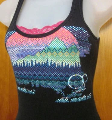 OCEAN PACIFIC youth med tank-top OP surf sleeveless tee Faux Quilted Sunset - Image 1 of 2