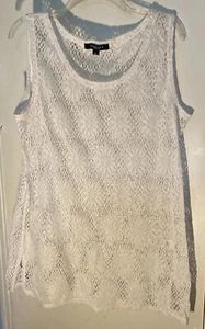 Sonoma Life + Style Damen Größe Large Blumenmuster Häkel Cover Up Tanktop weiß - Bild 1 von 6