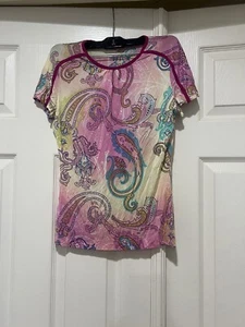 Blusa Top Etro Estampado Paisley Jersey Tejido Elastizado Manga Corta Talla 44/Pequeña - Imagen 1 de 11