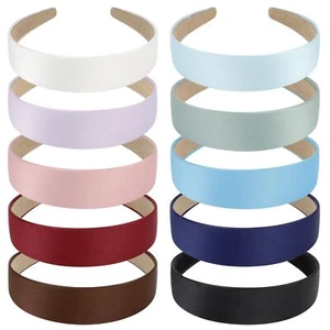 Pink White Black Red Headband 10 Pack Satin Headbands for Women Girls Non Sli... - Picture 1 of 9