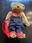 The Vermont Teddy Bear Company Jointed Brown Bear 15” Overalls Bandanna￼