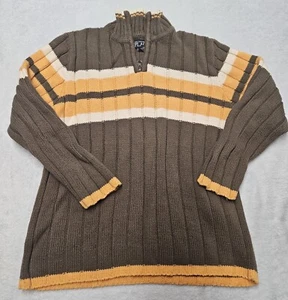 PLACE Brown Yellow Thicker Knitted Sweater 1/4 Zipped size 7/8 - Picture 1 of 5
