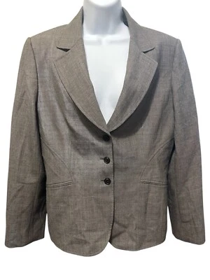 Blazer Tahari Arthur S. Levine para mujer 12 gris mezcla de lana botón forrado al frente Foto 1 de 4