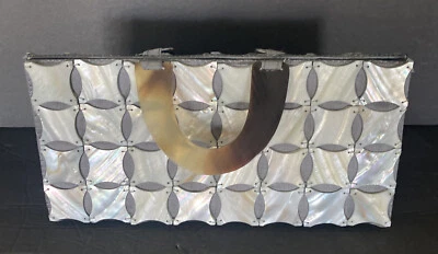 Bolso de Mano Shiraleah Madre Perla Cosido Seda Forrado Noche Cartera De Colección Foto 1 de 4