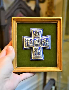 Very Nice Hand Fired Enamel Wall Plaque, Crucifix, Cross (H100C) chalice co. - Picture 1 of 10