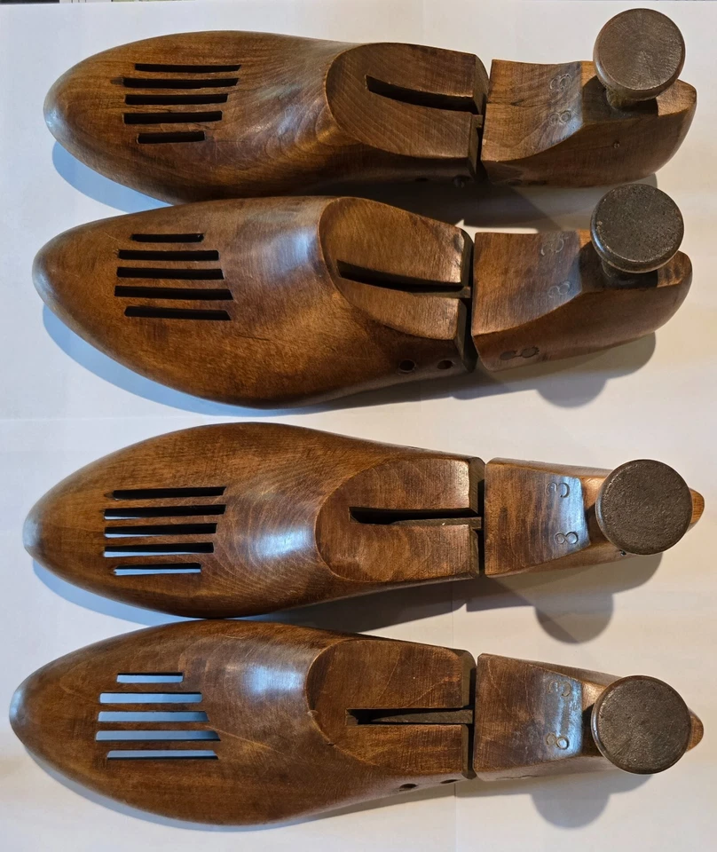 Dois pares de maca de sapato vintage Florsheim madeira maciça tamanho 8 - Imagem 1 de 4