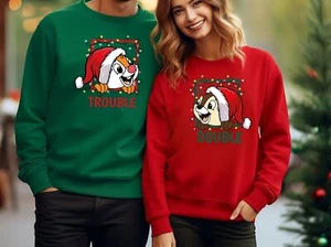 2024 Christmas Sweatshirt ,Disney family Jumper, Christmas Double Trouble ( swt) - Picture 1 of 2