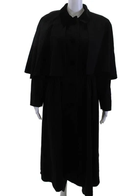 Abrigo negro de lana virgen con cuello de botones talla S de diseñador para mujer Foto 1 de 4