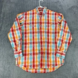 Michael Ryan Shirt Men's Med Silk Blend Floral Stripe Snap Button Western Rodeo - Picture 1 of 15