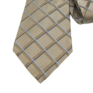 Corbata de seda Birmania Bibas para hombre 60” verde oliva azul tejido a cuadros retro años 90 ancho nueva - Imagen 1 de 3